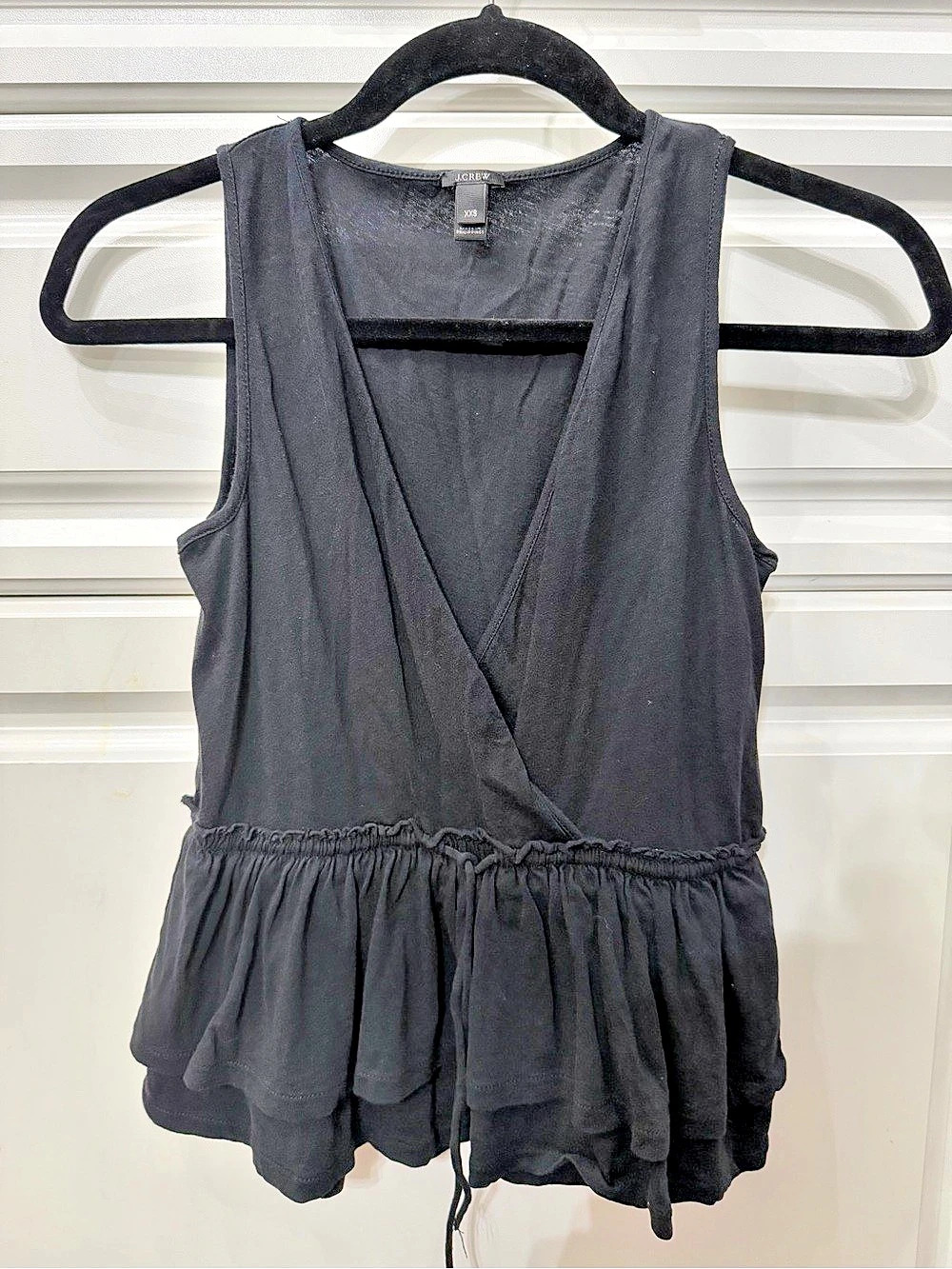J.Crew Black Ruffled Wrap Tank Top Size XXS